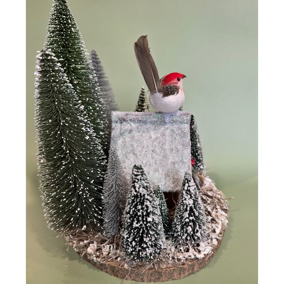 Winter Birdhouse Assemblage Diorama – Handmade Holiday Decor Centerpiece - Picture 4 of 7
